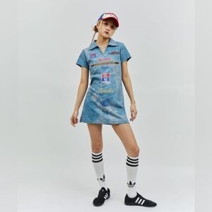 NWT HONDA x Atmos Racing Blue Polo Mini Dress with Racing Graphic Print Sz Small